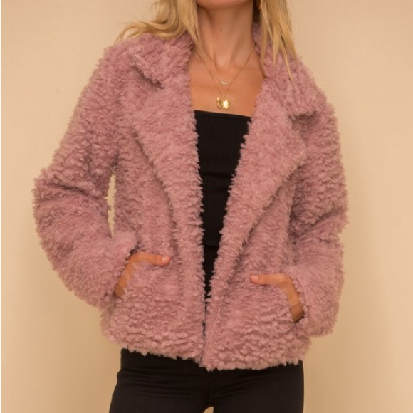 Faux Shearling Rose Pink Jacket - Picture 1 of 3
